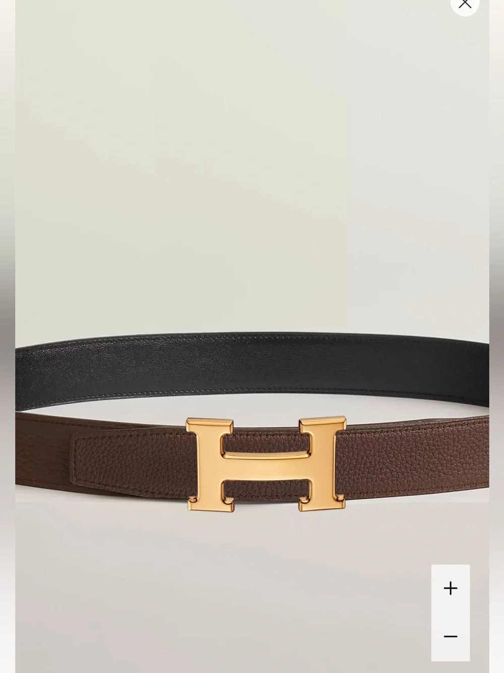 Hermes Black and Brown Reversible Leather Belt with H Buckle